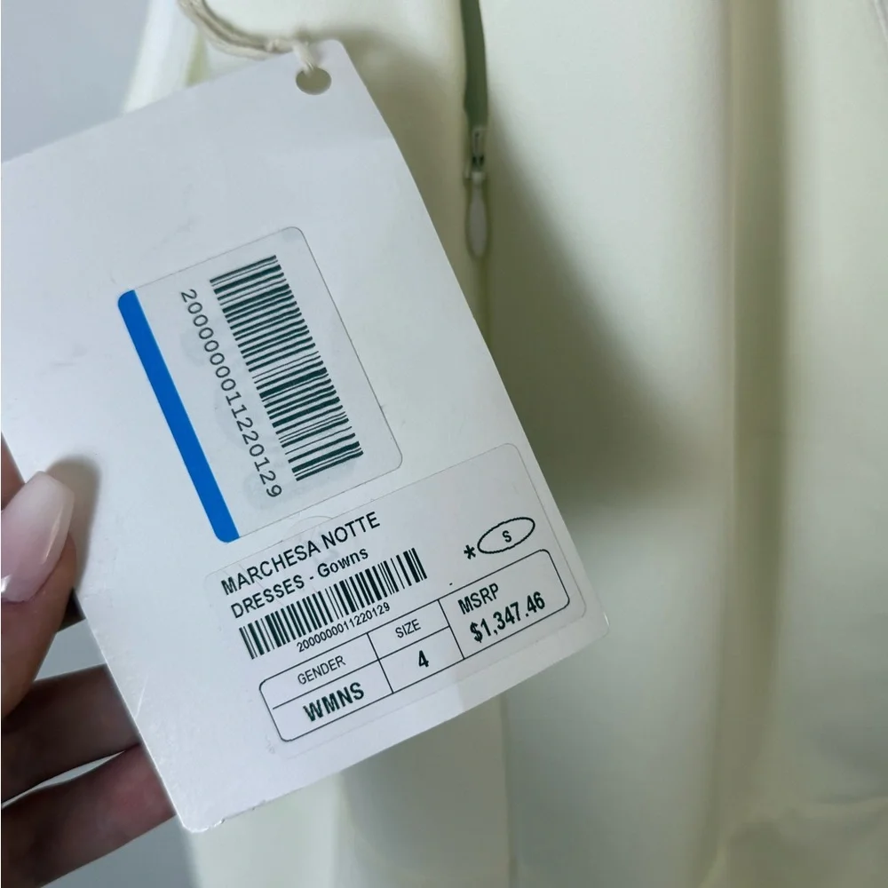 Marchesa Notte | Ivory Beaded Halter Neck Gown Size S - Picture 6 of 9